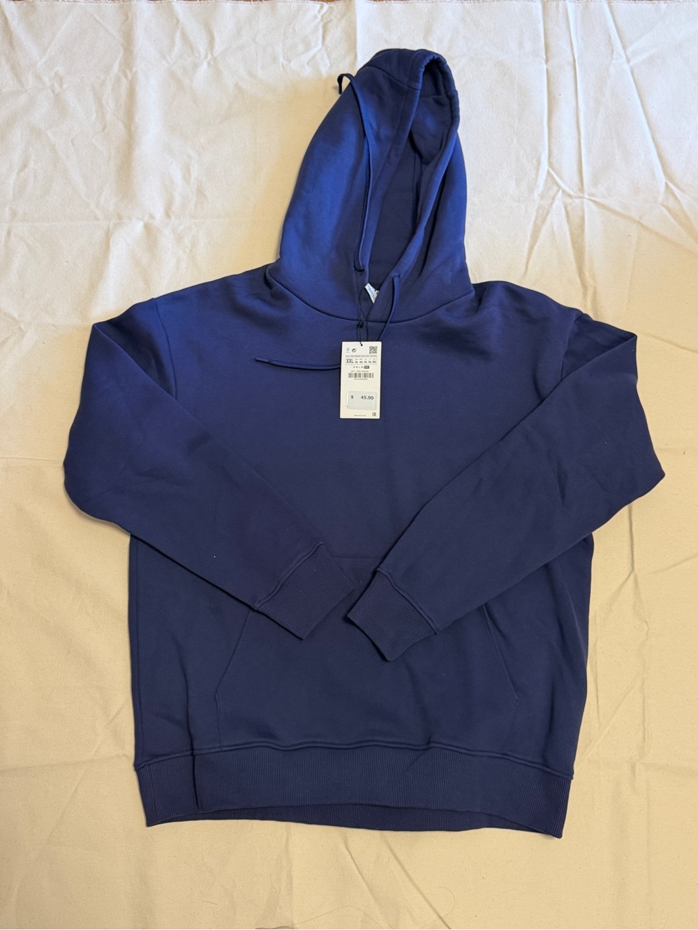 Zara Men's Dark Navy Hooded Sweatshirt